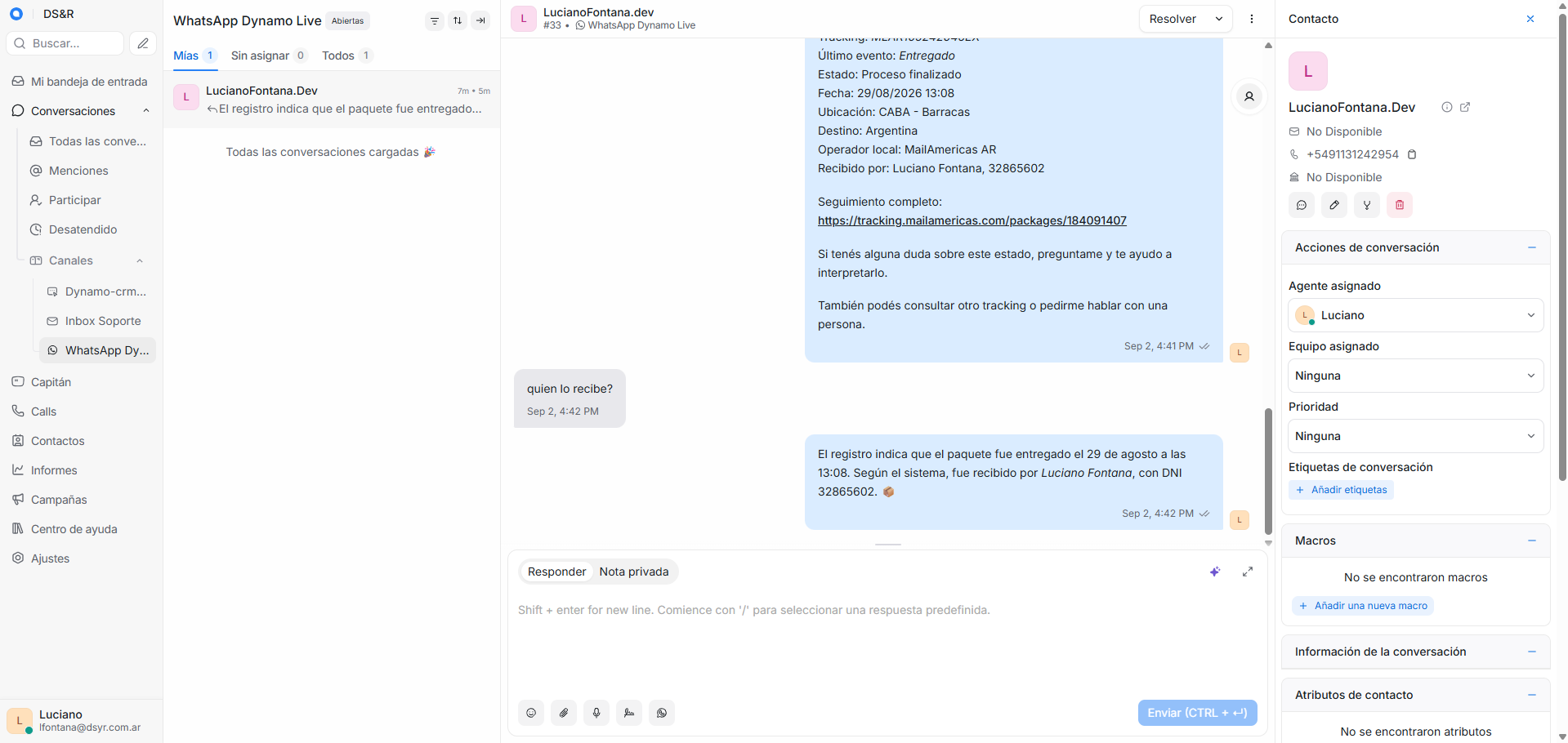 Bandeja de Live Agent en Dynamo