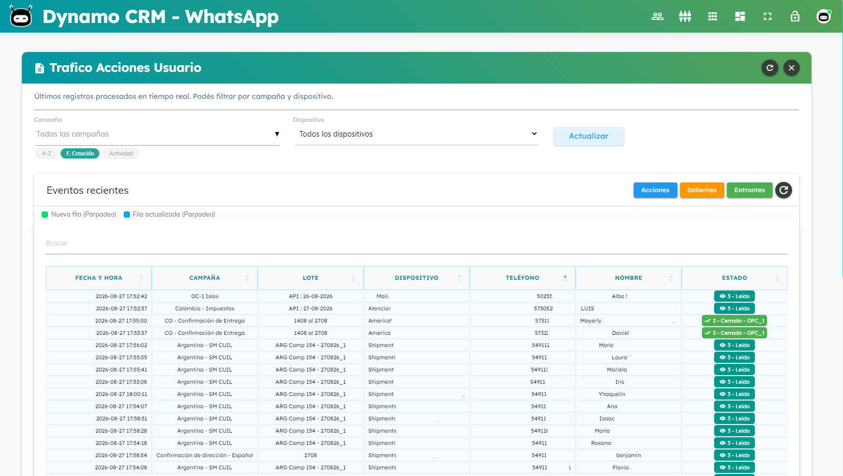 Módulo de Campañas WhatsApp Dynamo